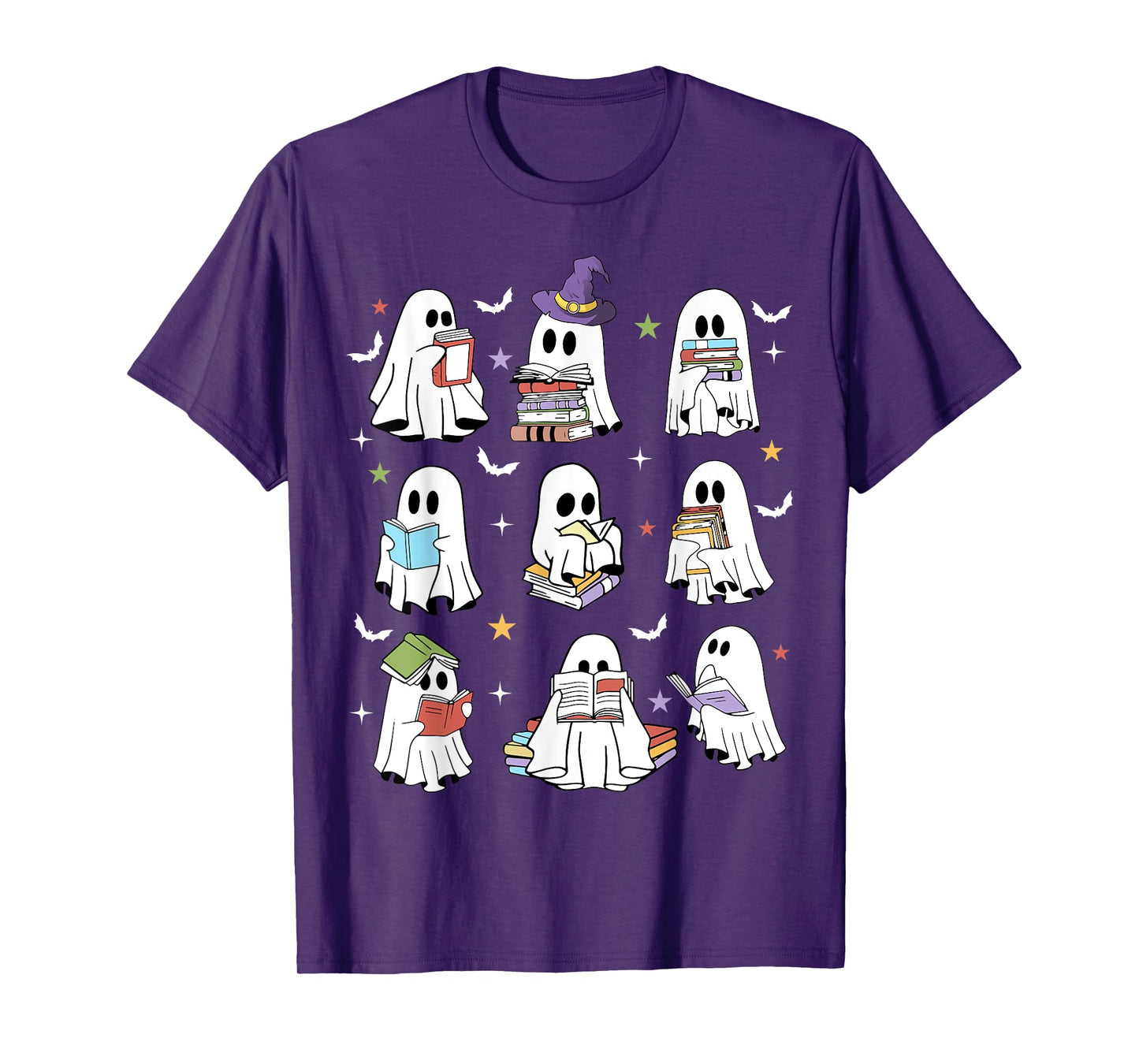 Retro Teacher Halloween Ghost Read More Books Teacher T-Shirt