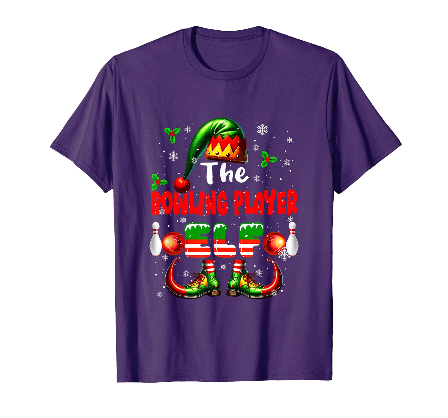 The Bowling Player Elf Christmas Job Team Matching Parties T-Shirt
