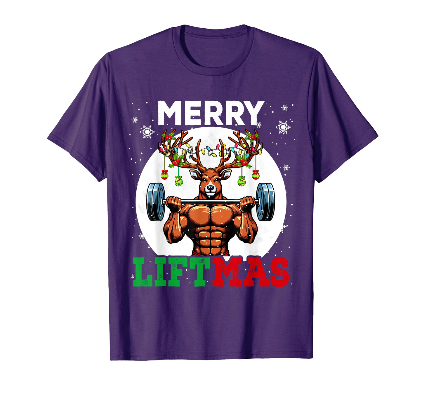 Merry Liftma's Christmas Reindeer Weightlifting Gym Workout T-Shirt