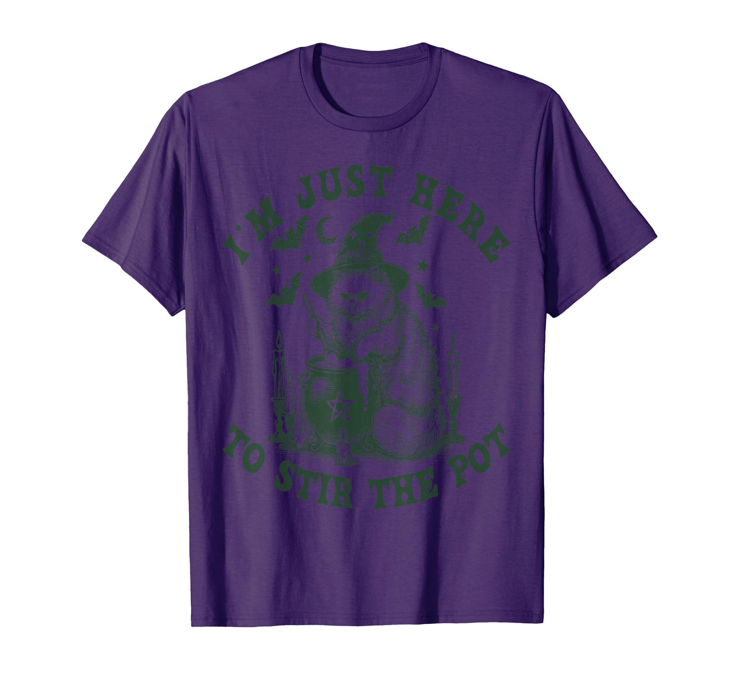 I'm Just Here to Stir The Pot Witch Cat T-Shirt