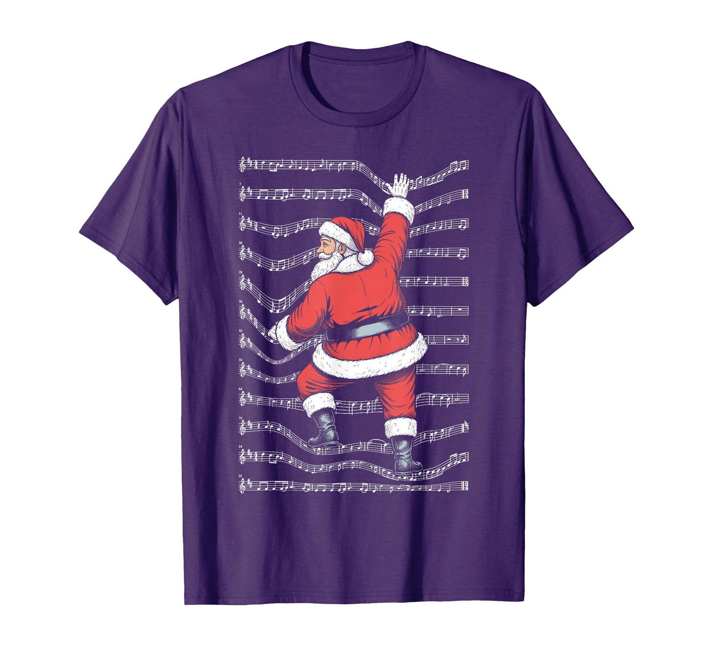 Musician Christmas Funny Santa Claus Climbing Sheet Music T-Shirt