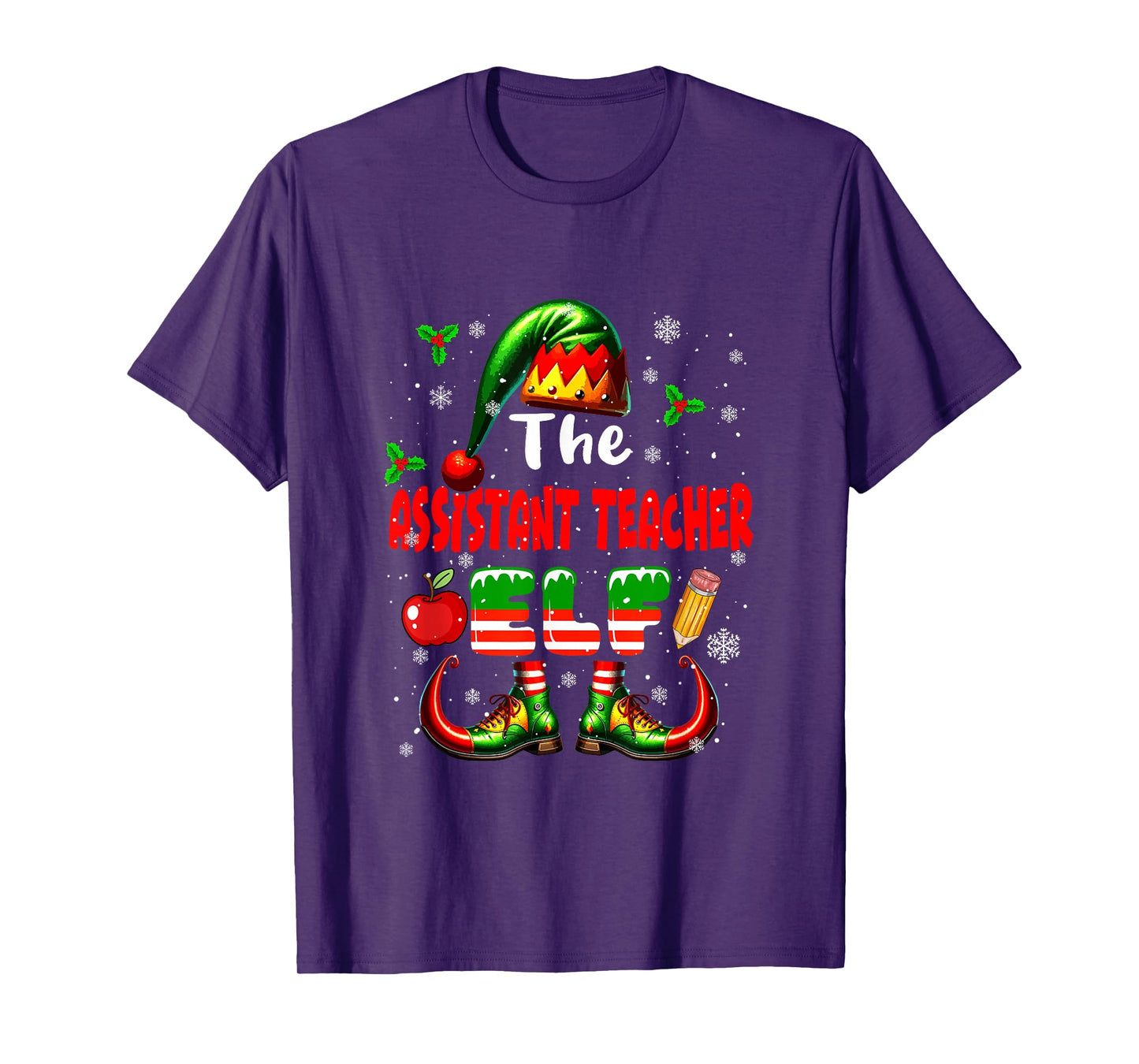 The Assistant Teacher Elf Christmas Job Team Funny Parties T-Shirt