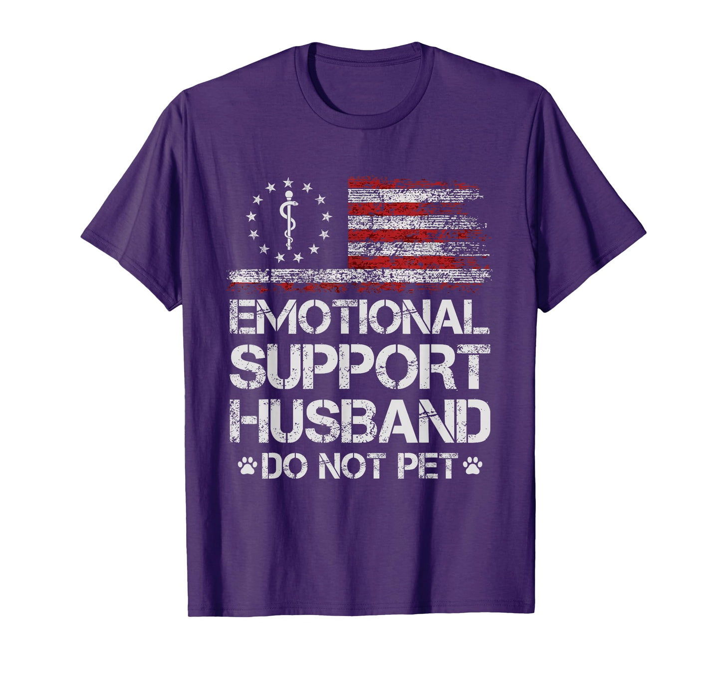 Emotional Support Husband Do Not Pet - Vintage American Flag T-Shirt