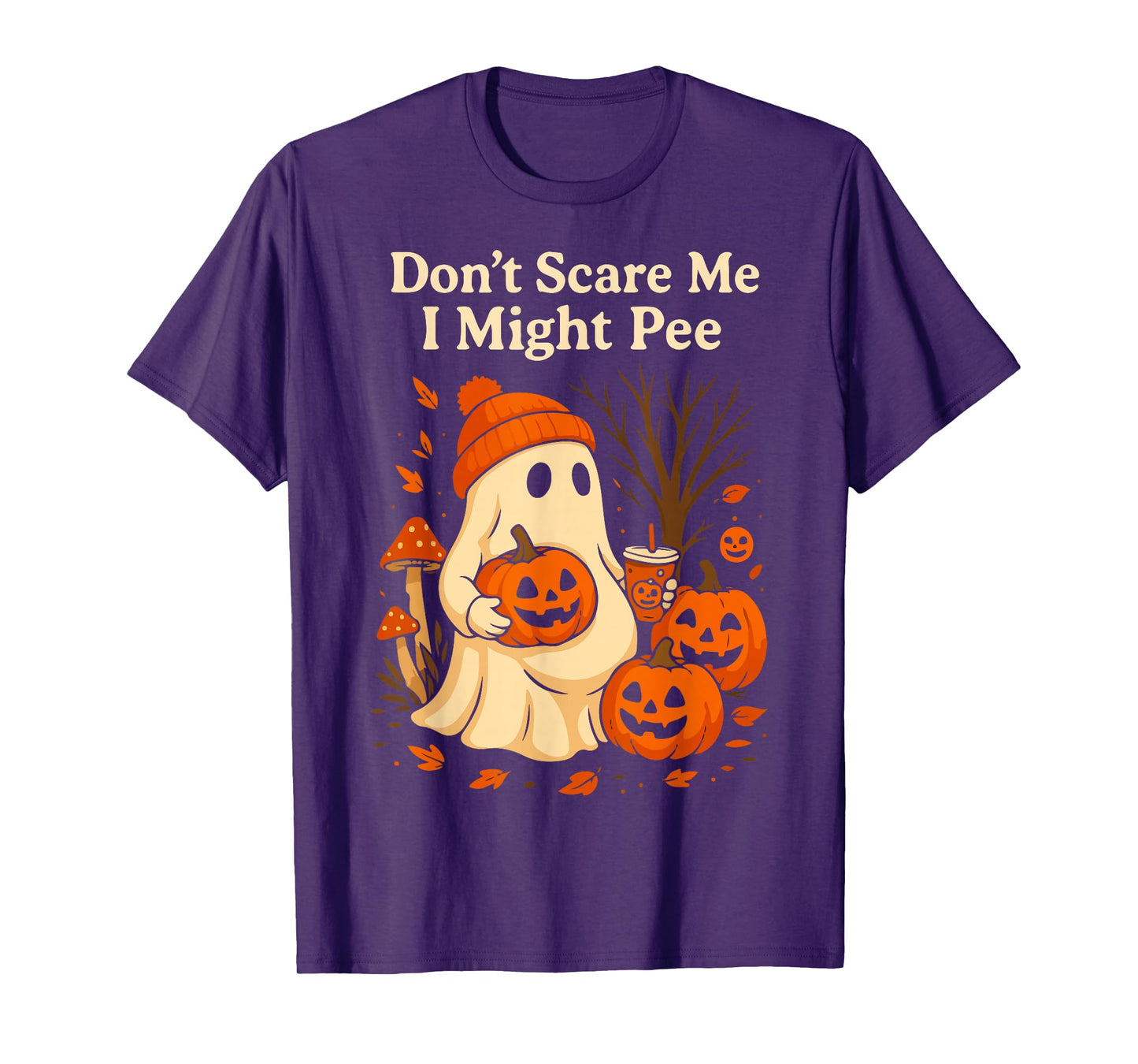 Don't Scare Me I Might Pee Halloween Pregnancy Pumpkin Humor T-Shirt