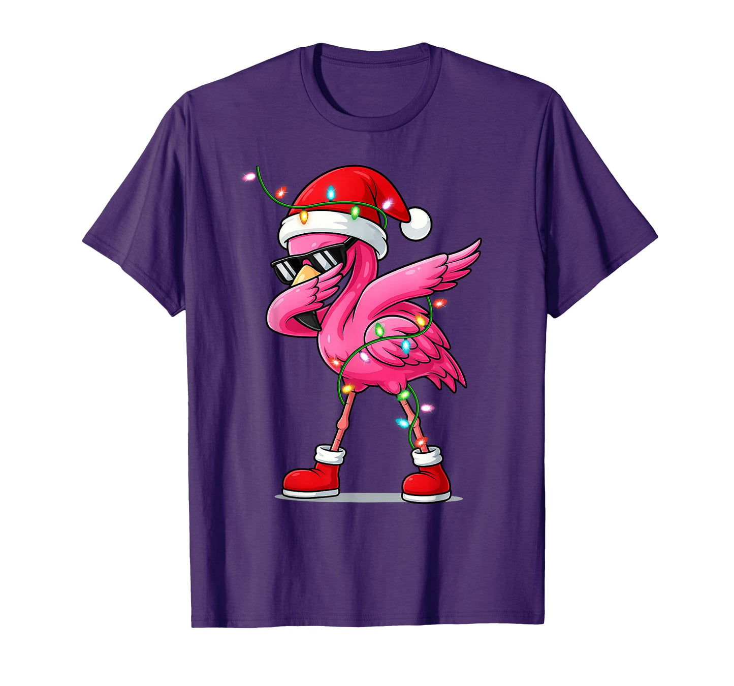 Dabbing Flamingo Squad Christmas Tee Santa Claus Xmas Gifts T-Shirt