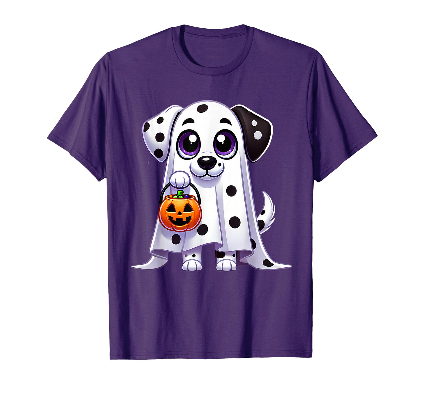 Dalmatian Ghost Halloween Dog Men Women Kids T-Shirt