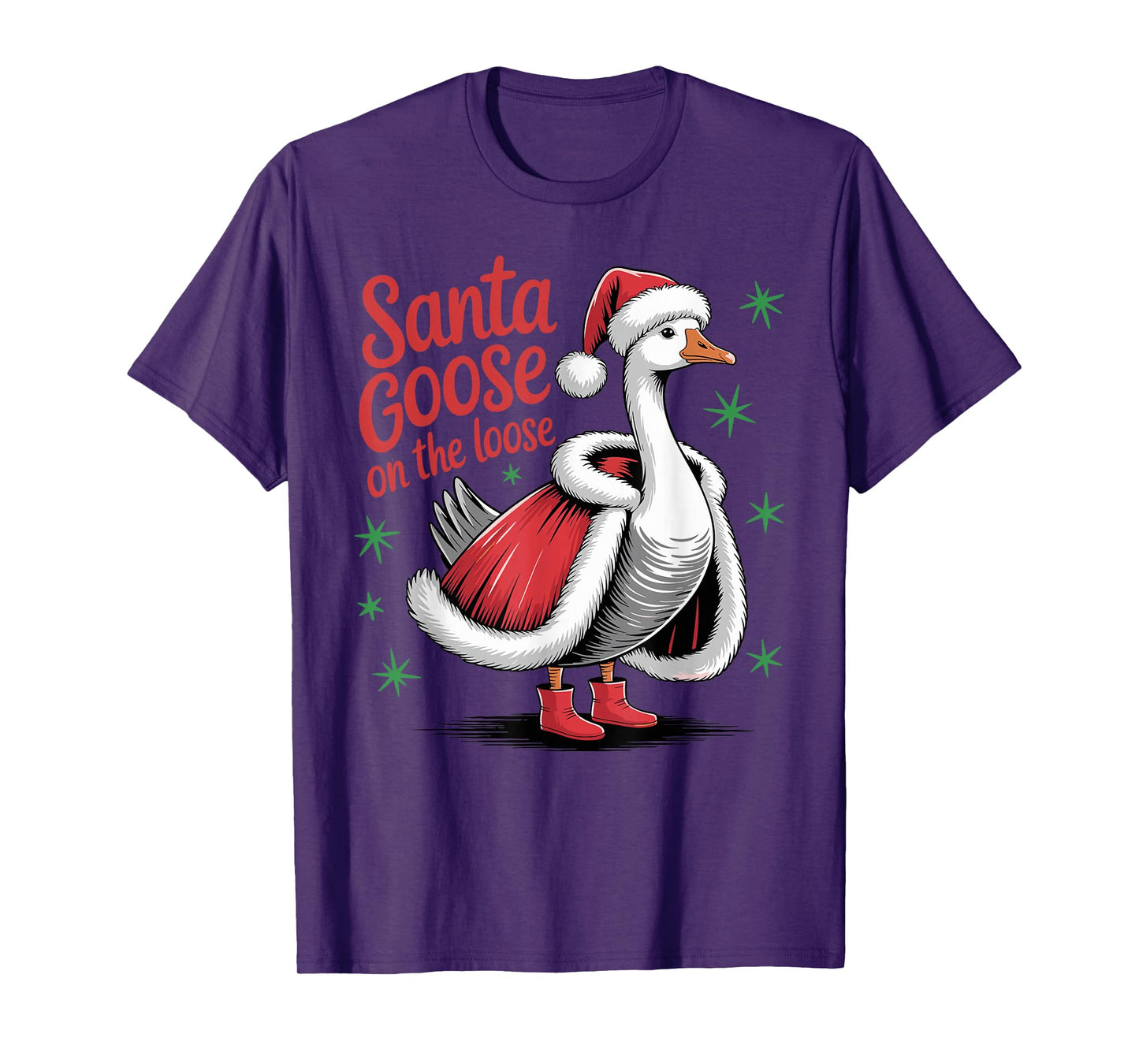 Santa Goose On The Loose Funny Christmas Goose X-Mas T-Shirt