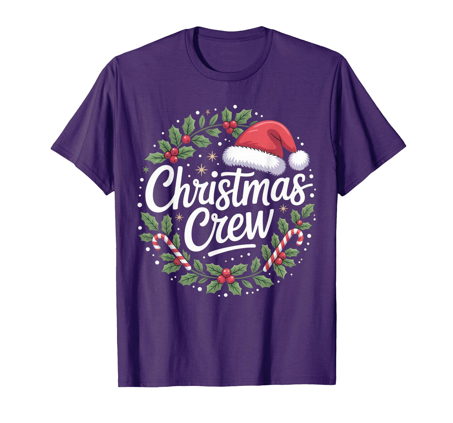 Christmas Crew Family Holiday Cheer Santa Hat Festive Design T-Shirt