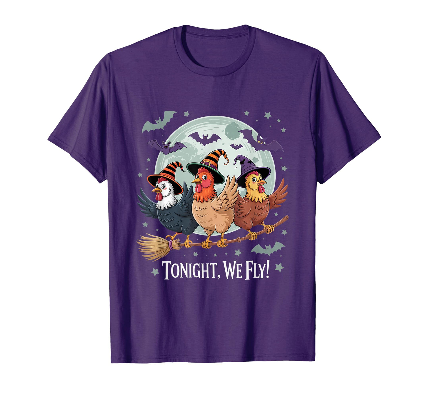 Tonight We Fly Funny Chicken Witches Spooky Farm Halloween T-Shirt