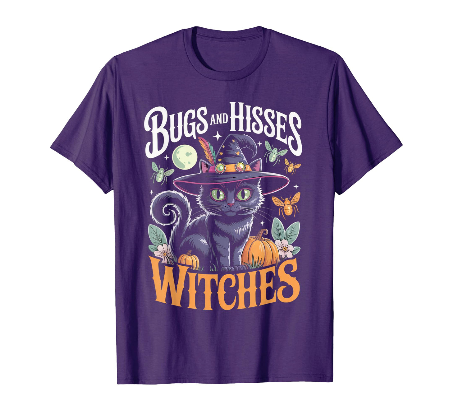 Gothic Cat Magic Flowers Witch Apparel T-Shirt