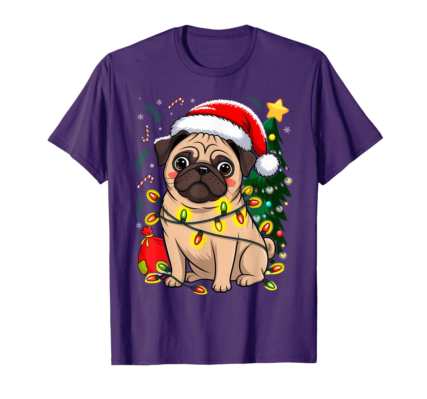 Christmas Dog Santa Clause Pug Puppy X-mas T-Shirt