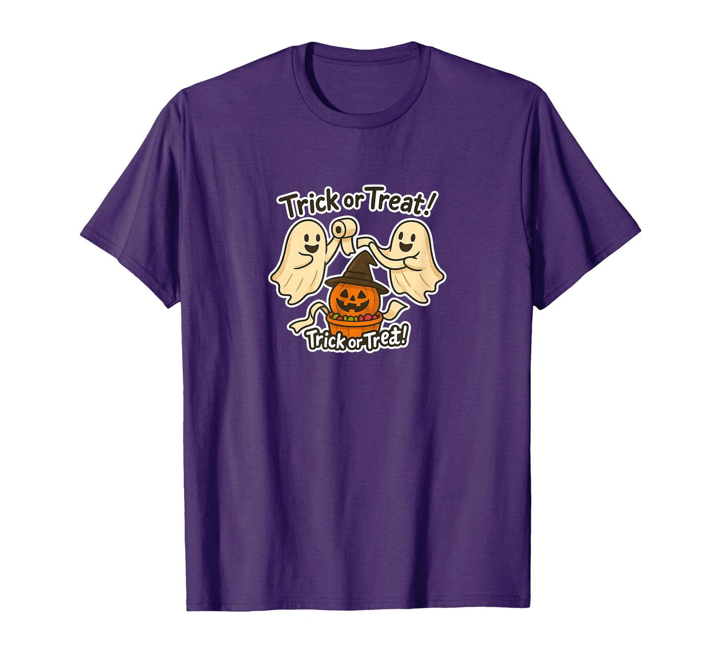 Halloween -Trick or Treat! – Cute Ghosts, Pumpkin & Candy T-Shirt