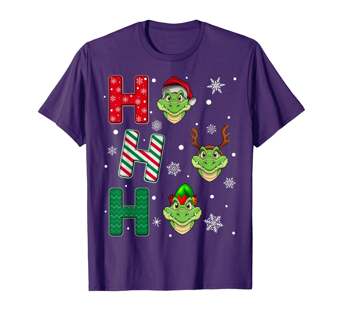 Ho Ho Ho Crocodile Animal Matching Santa Elf Xmas T-Shirt