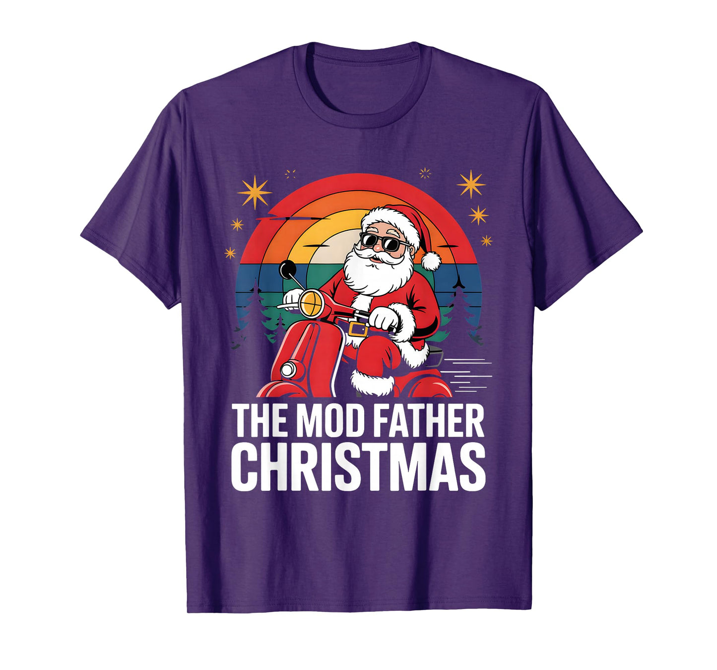 Funny Santa On Motorbike for Mods The Mod Father Christmas T-Shirt