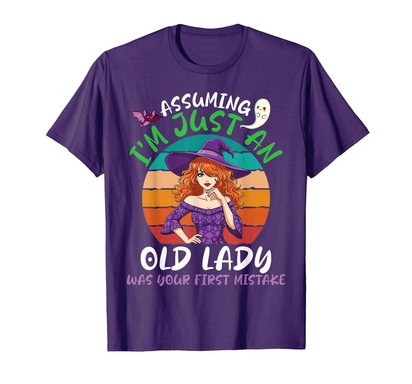 Assuming I'm Just an Old Lady Witch Halloween Vintage Funny T-Shirt