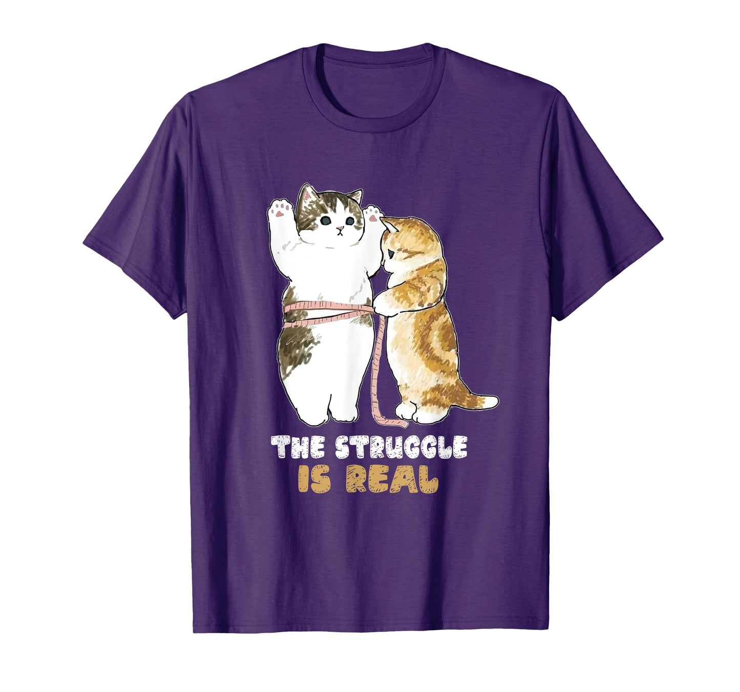 Cats The Struggle is Real Gym Fitness Funny Cat Training T-Shirt for Men Women