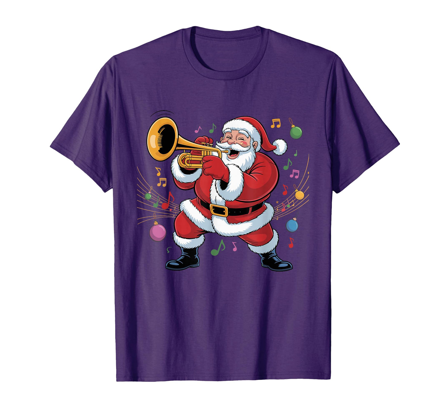 Santa Playing Trumpet Funny Holiday Chrismas Xmas Pajama T-Shirt