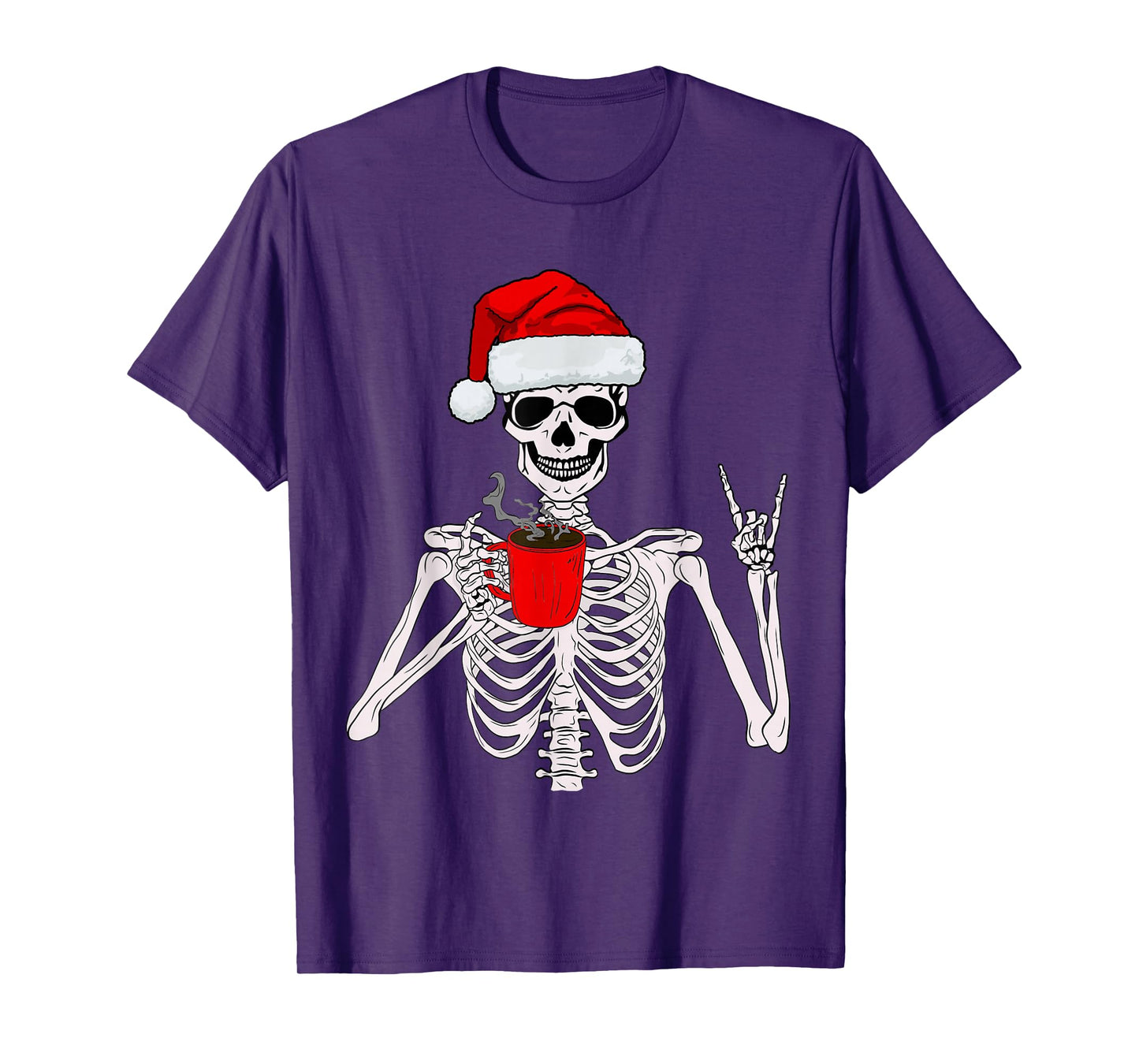 Funny Skeleton Santa Coffee Lover Christmas for Men Women T-Shirt
