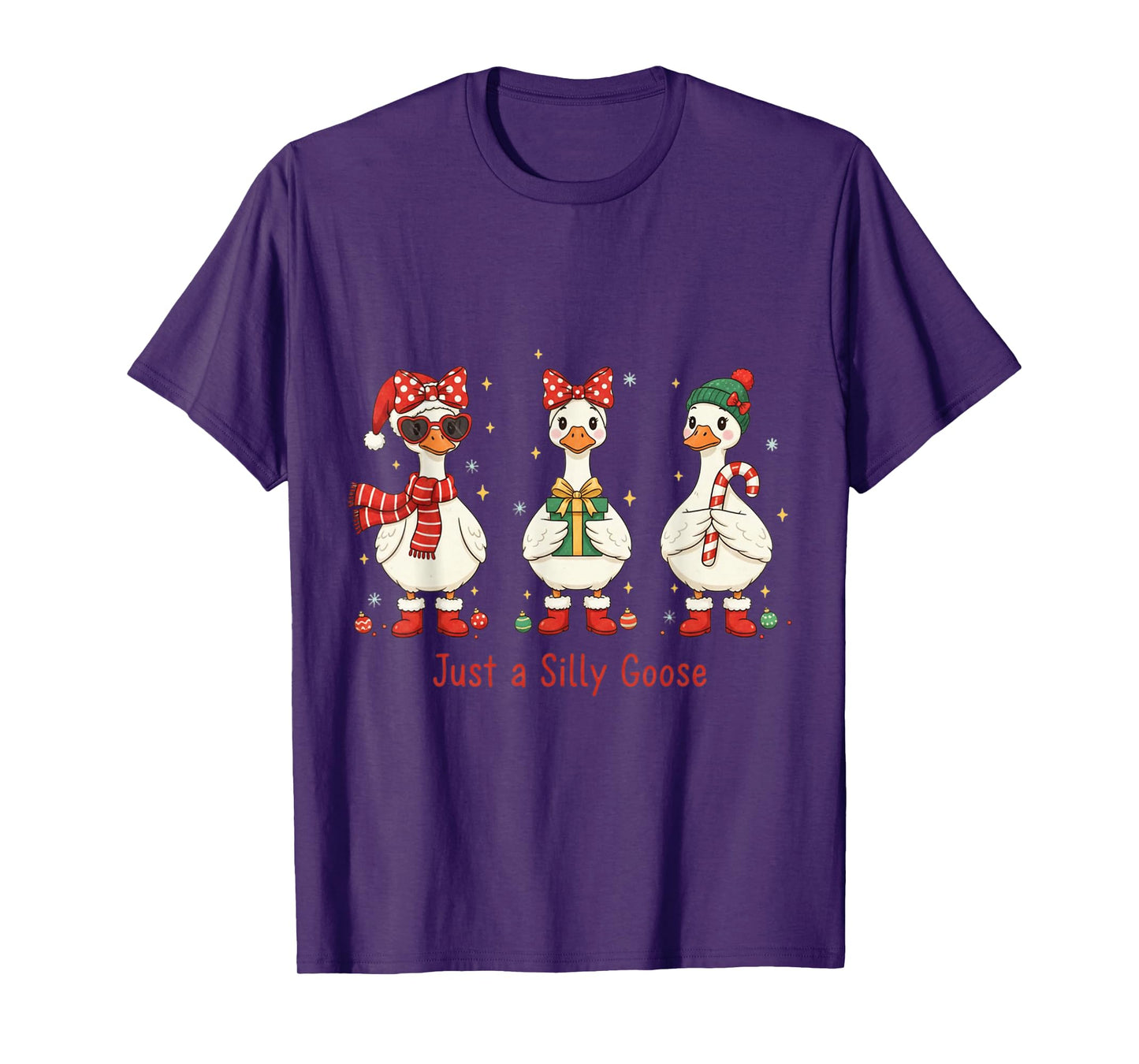 Just A Jolly Goose Santa Cute Bow Christmas Men Women Kid T-Shirt