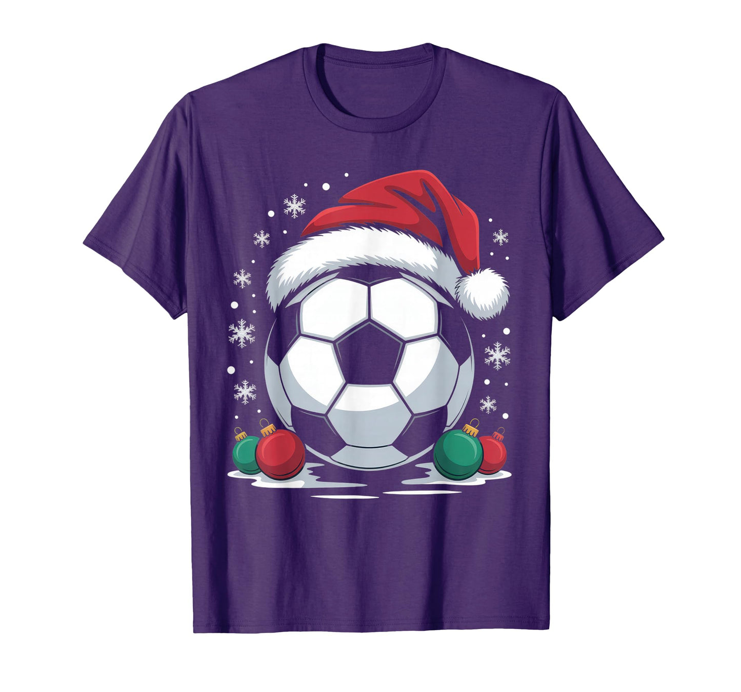 Festive Soccer Fan Joy Santa Hat Ornament Holiday Season T-Shirt