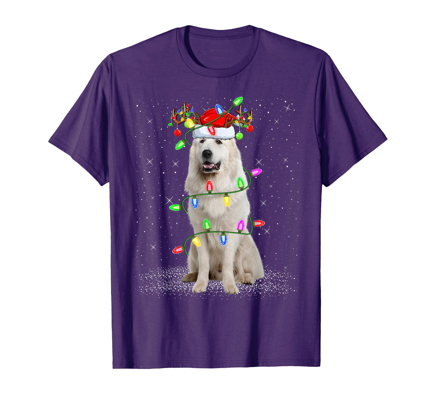 Great Pyrenees Dog Xmas Lights Santa Pet Dog Lover Christmas T-Shirt