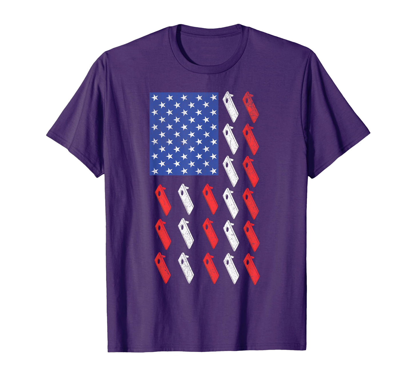 Cornhole Player Toss Bean Bag Game Men Women American Flag T-Shirt