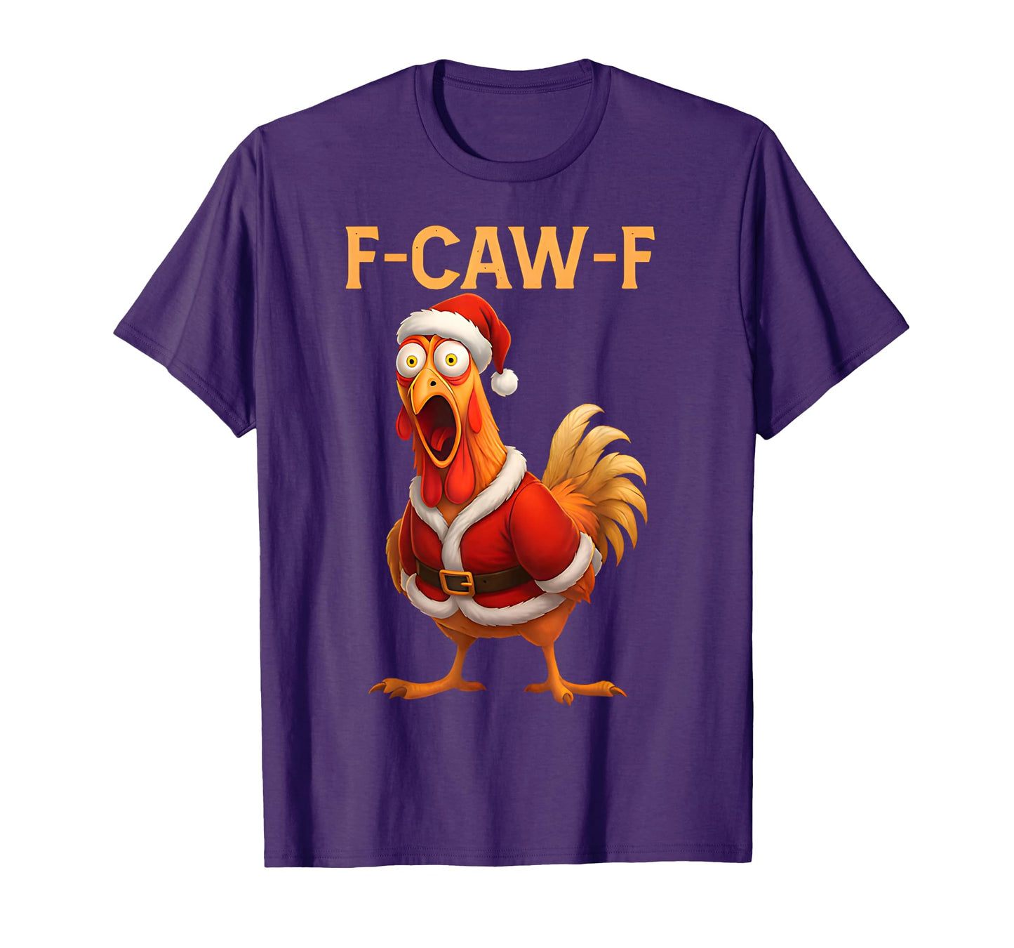 Funny Rooster F-CAW-F Santa Chicken F-CAW-F Christmas T-Shirt