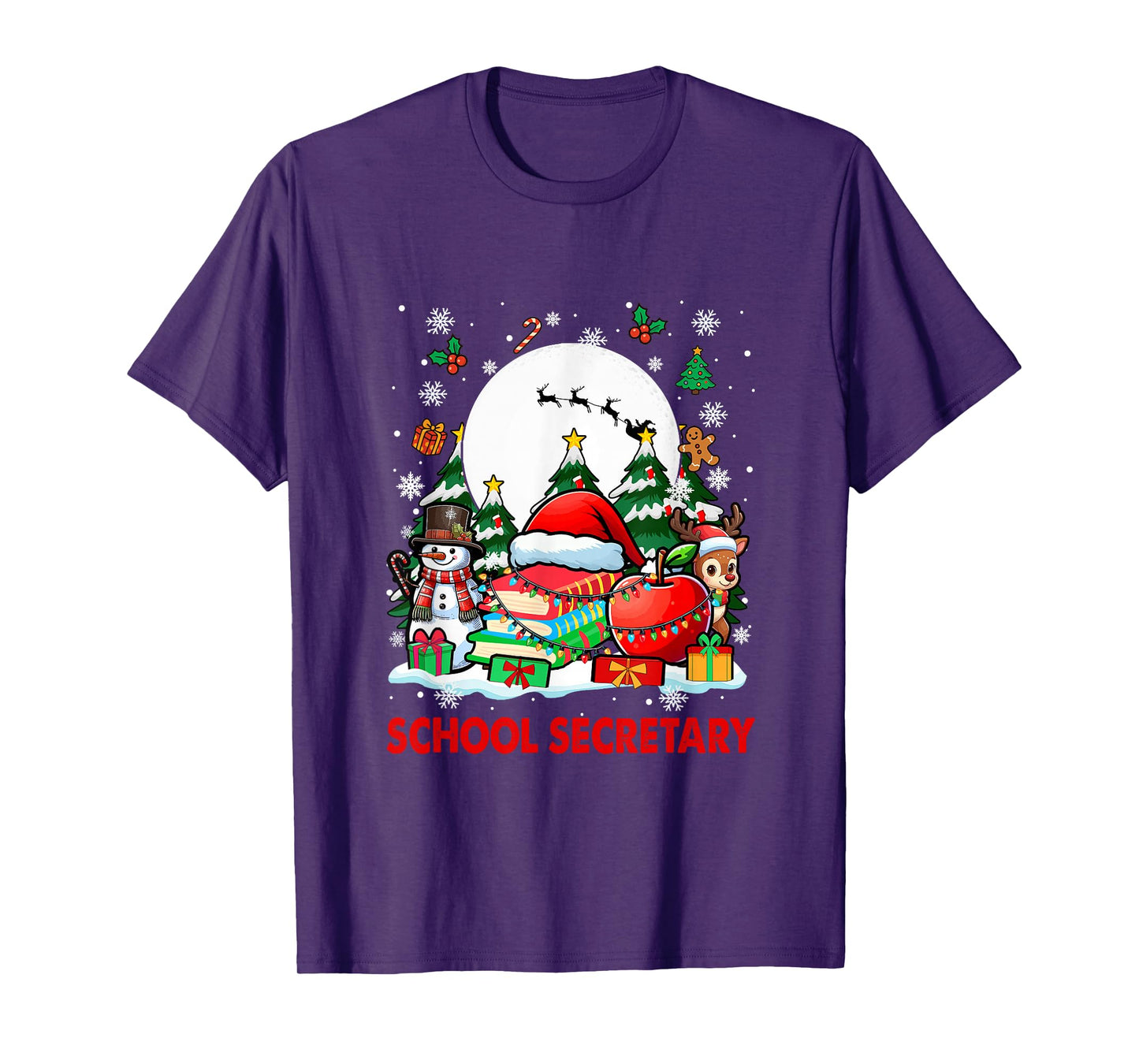 School Secretary Job Tools Santa Snowmen Reindeer Christmas T-Shirt