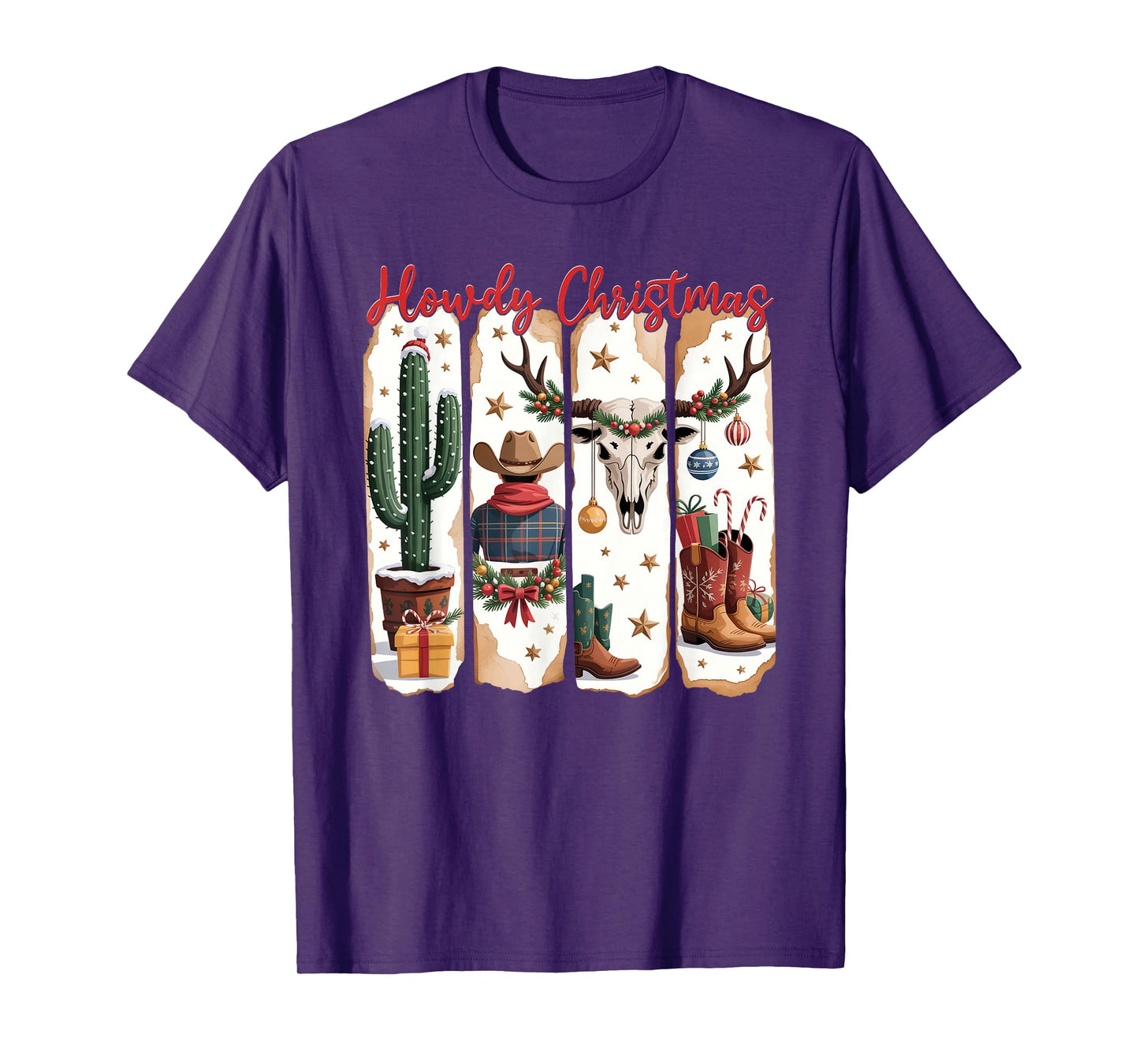 Howdy Christmas Western Coquette Bow Cowboy Cowgirl Santa T-Shirt
