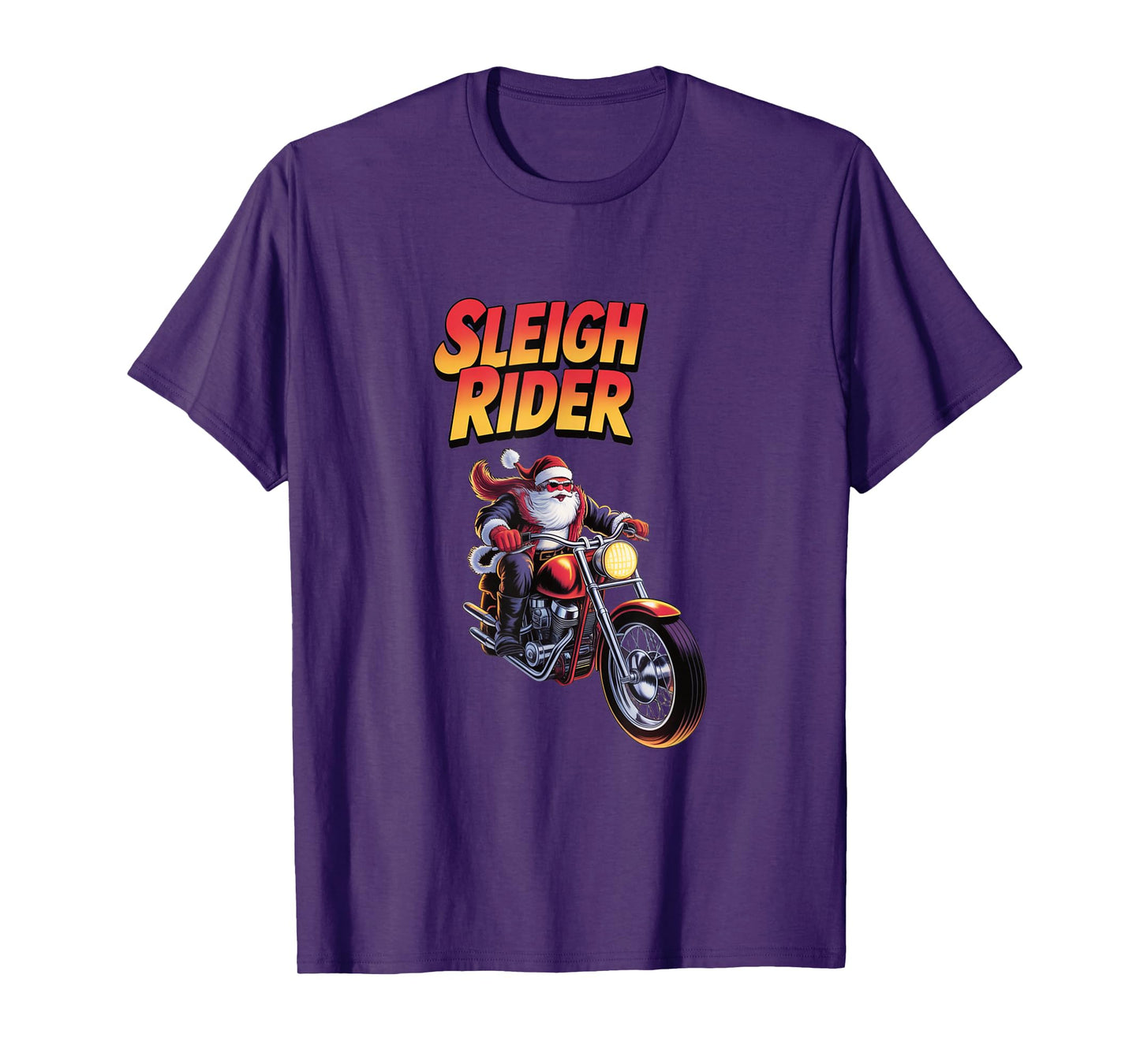 Sleigh Rider Santa Claus Motorcycle Funny Holiday Biker T-Shirt