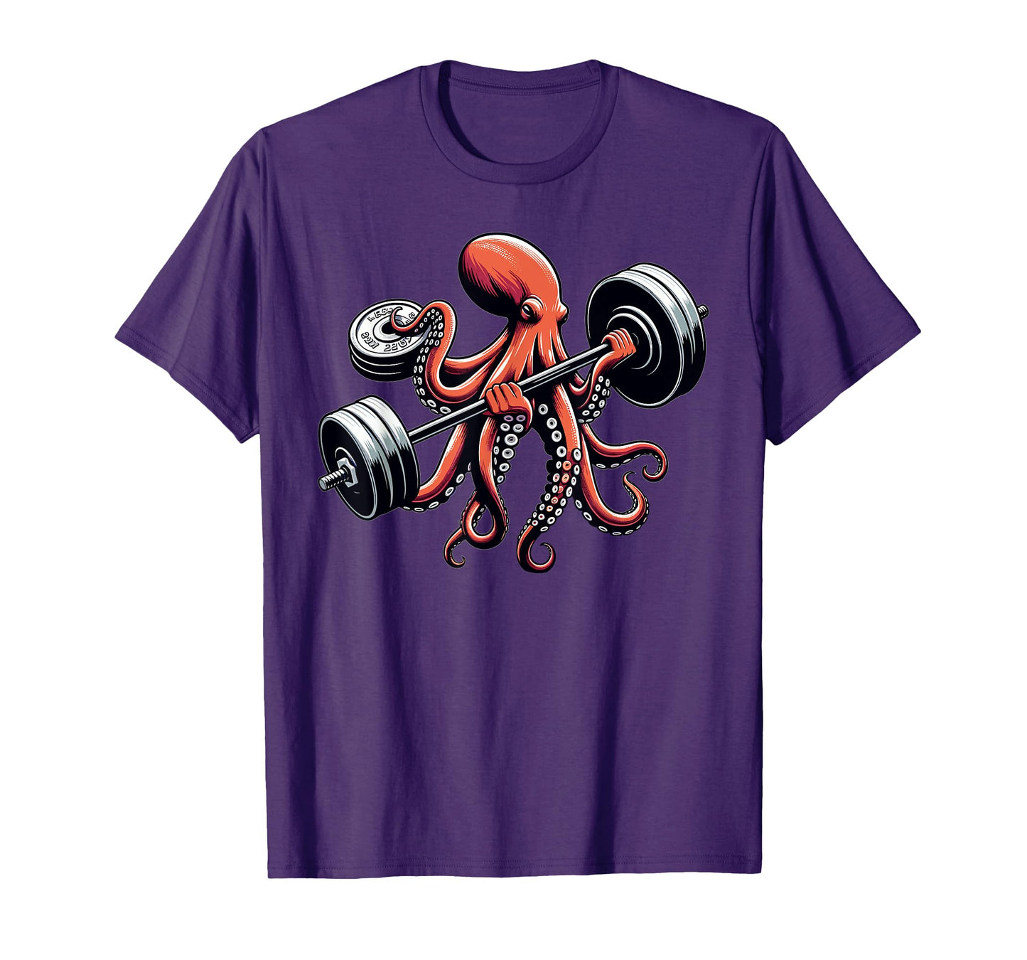 Octopus Weight Lifting Barbell Fitness Gym Workout T-Shirt