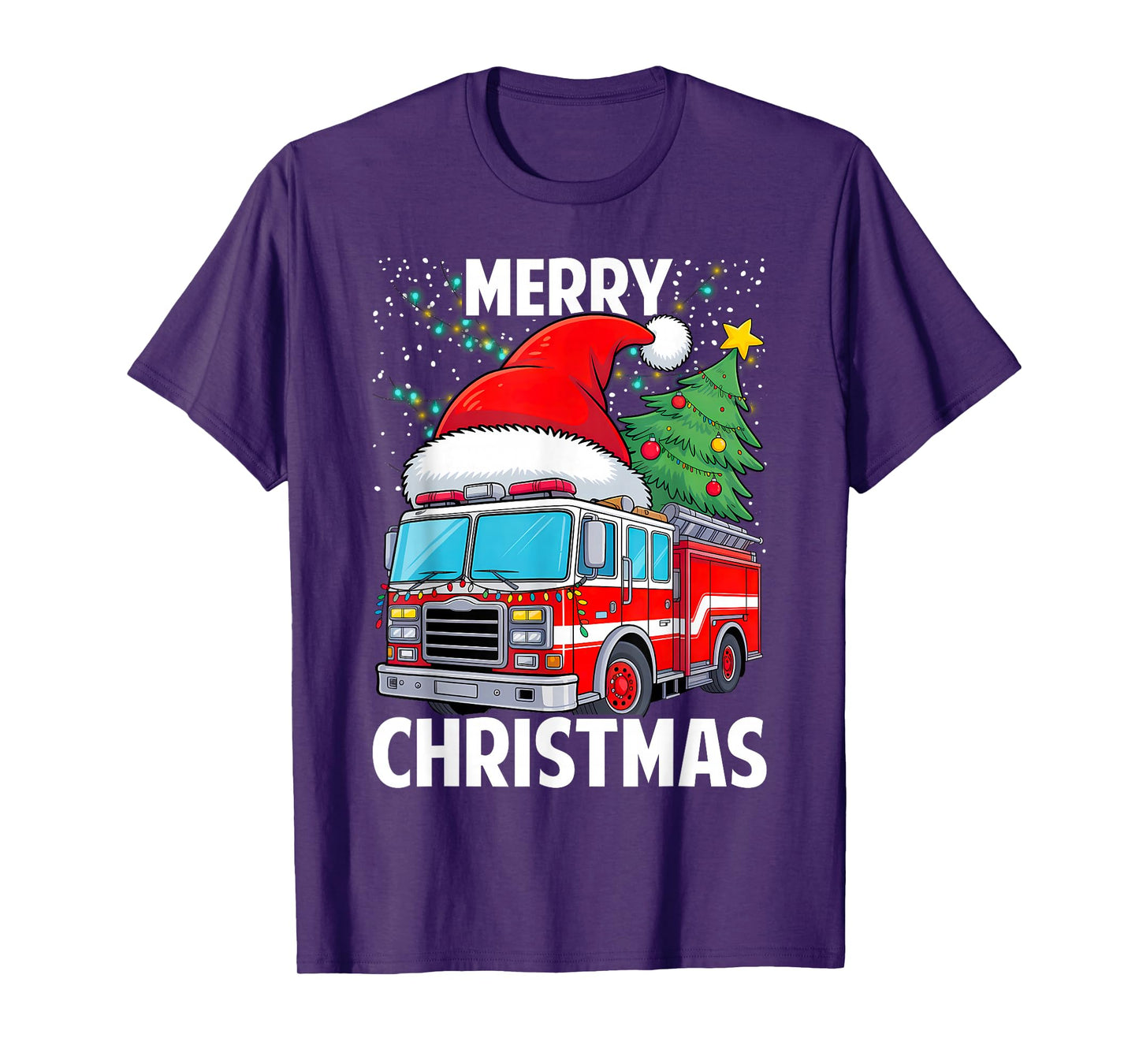Firetruck Santa Sleigh Fireman Christmas Firefighter T-Shirt