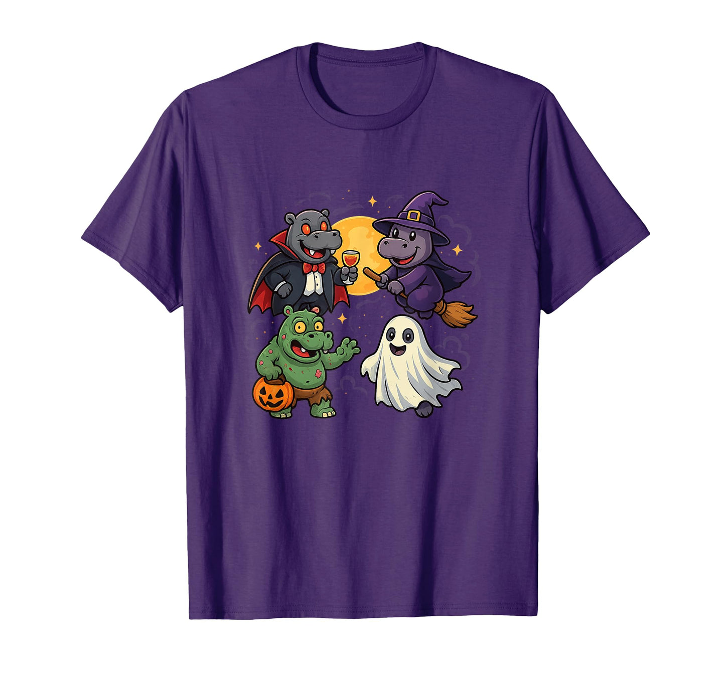 Hippo Ghost Witch Zombie Halloween Costume Kids Boys Girls T-Shirt