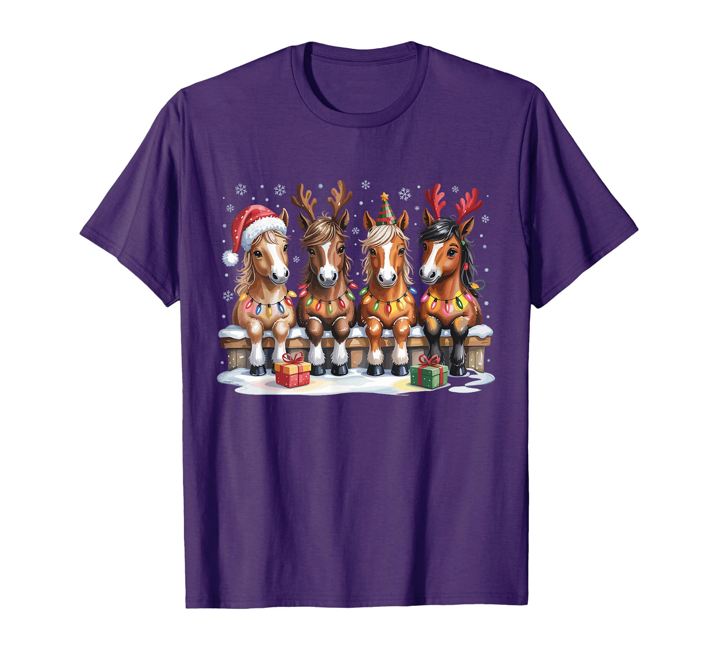 Cute Horse Christmas Farm Animal Funny Holiday Pajamas T-Shirt