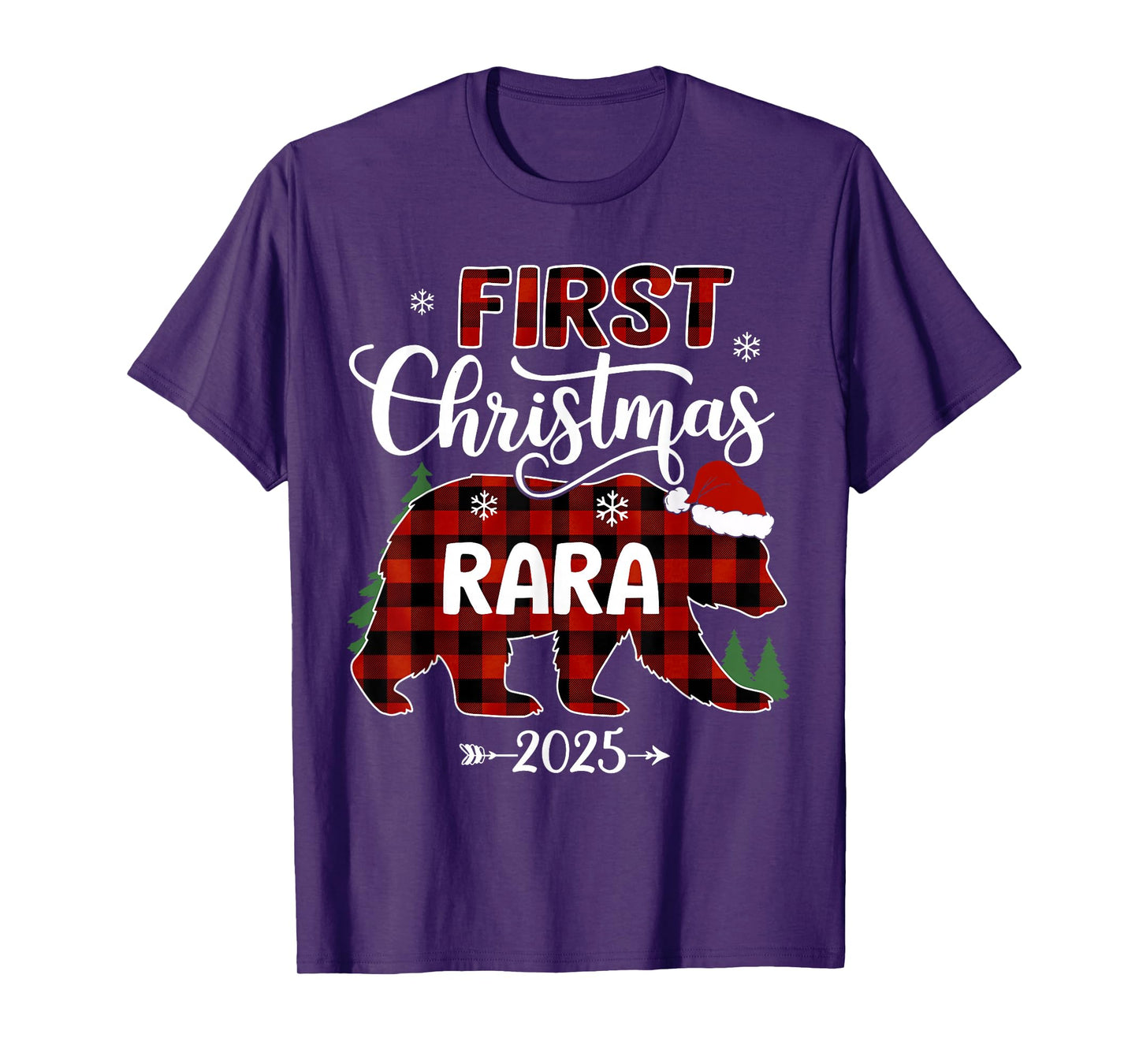 Pregnancy First Christmas RARA Red Plaid Bear Santa 2025 T-Shirt