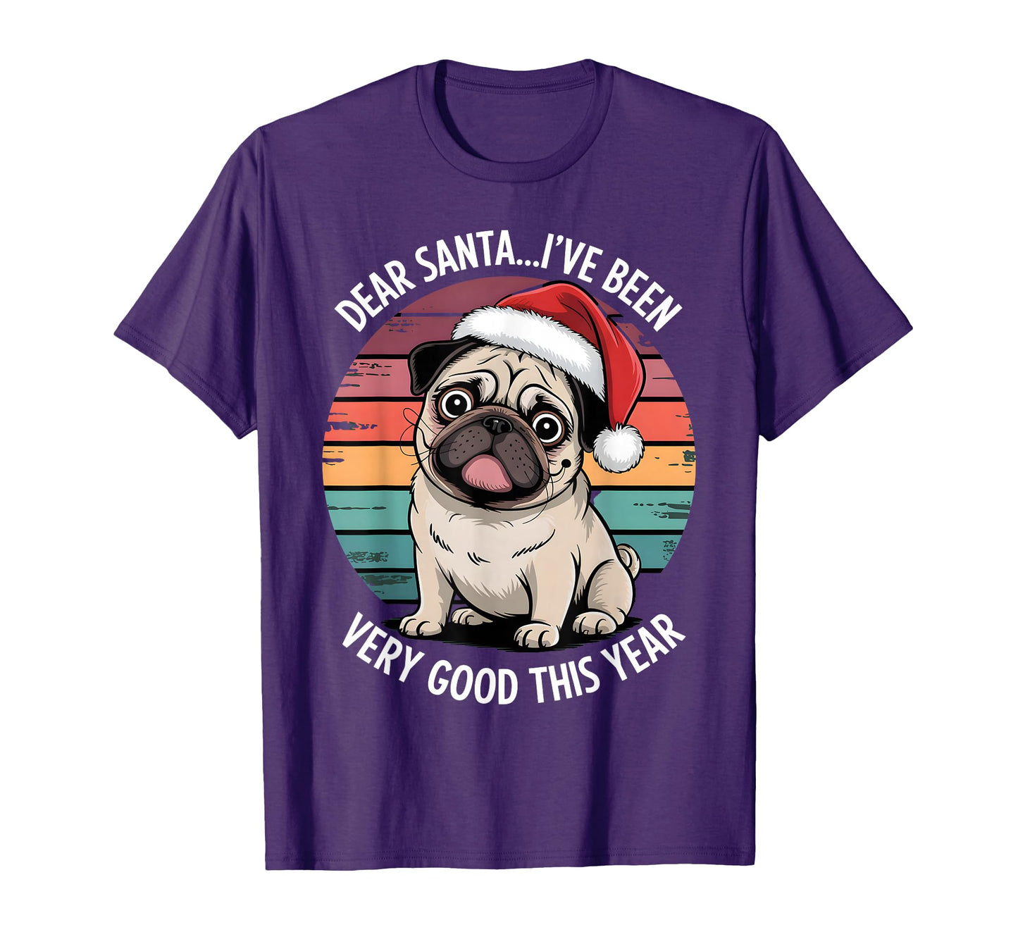 Funny Father Christmas Xmas Dog Pug Party Costume T-Shirt