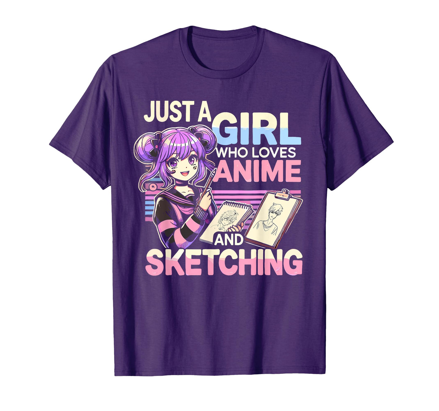 Just A Girl Who Loves Anime And Sketching, Otaku Anime T-Shirt