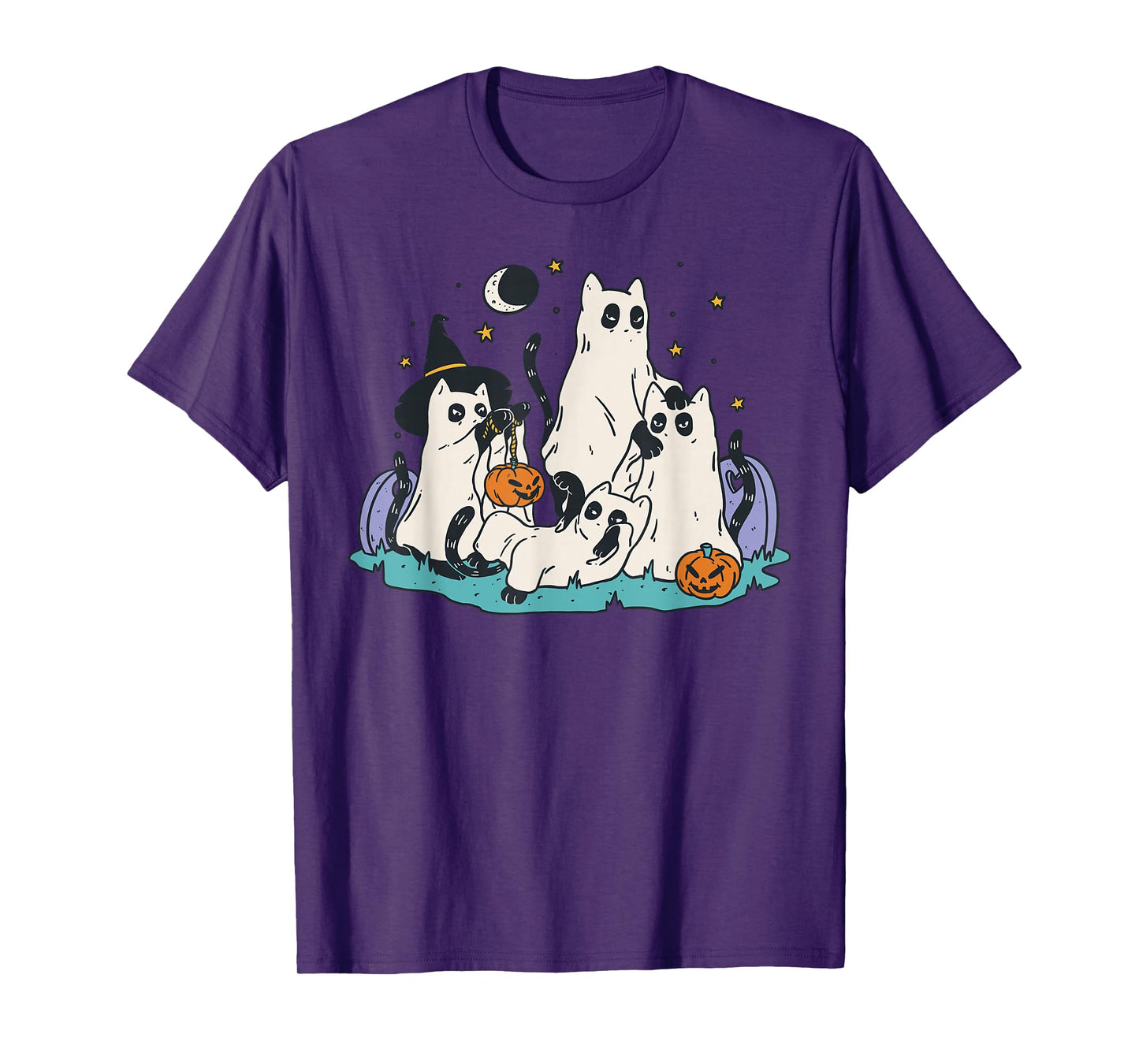 Halloween Ghost Cats Trick Or Treat Fun Design T-Shirt