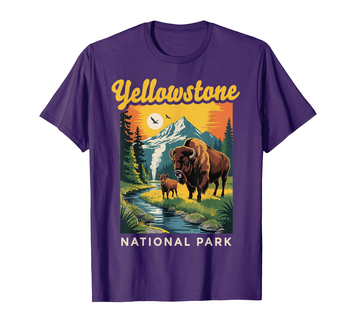 Wyoming Buffalo Bison Vintage Yellowstone National Park T-Shirt
