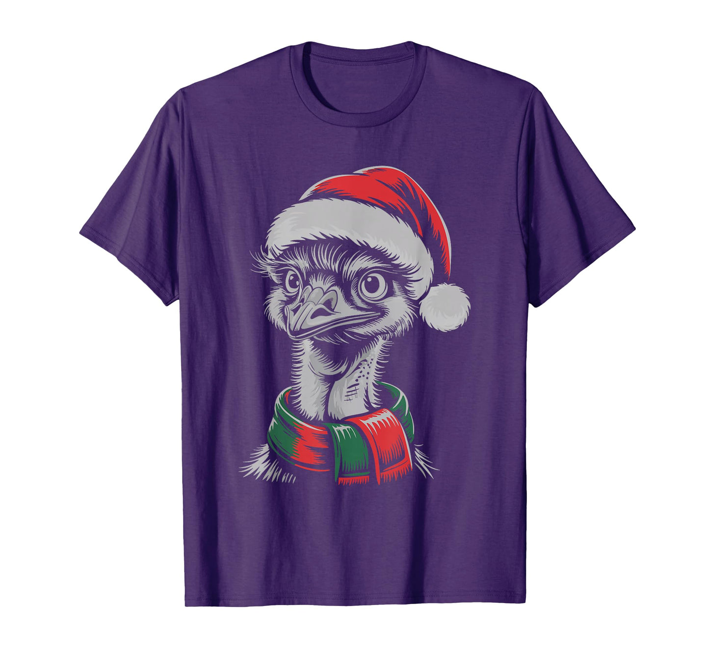 Emu Xmas Santa Hat Scarf Christmas Costume T-Shirt