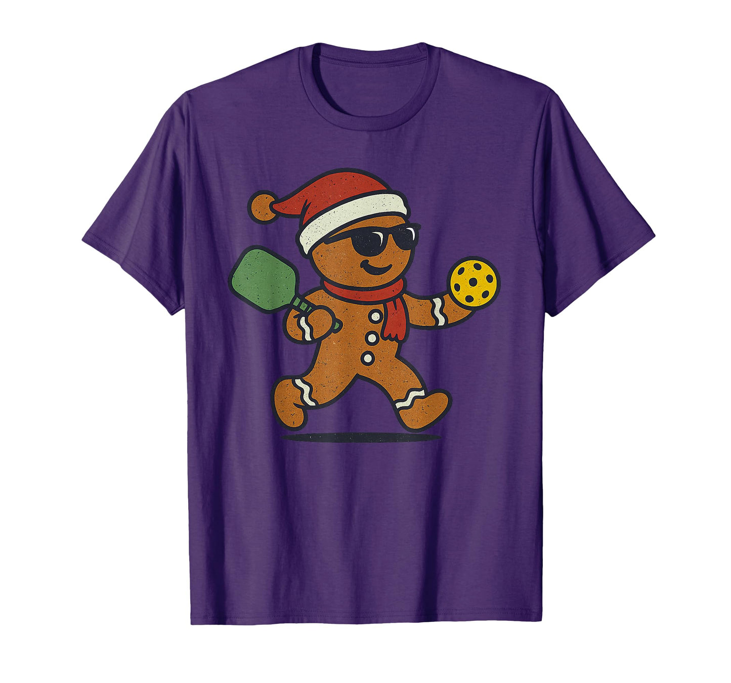 Gingerbread Playing Pickleball Christmas Vintage Funny Xmas T-Shirt
