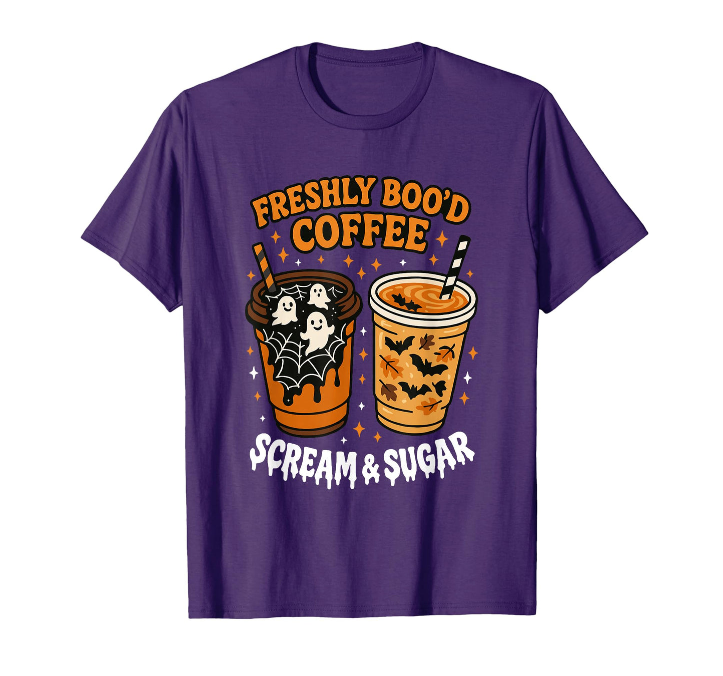 Freshly Boo'd Coffee Scream and Sugar Halloween Ghost Spooky T-Shirt