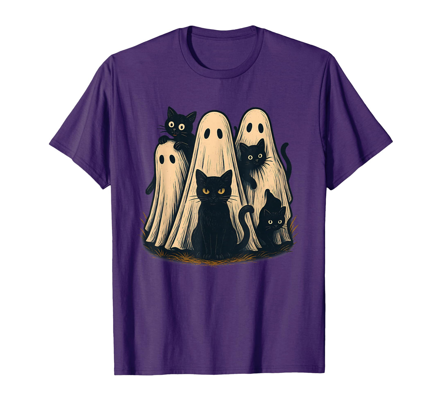 Ghosts Holding Black Cats Halloween Ghost Cat Lovers T-Shirt