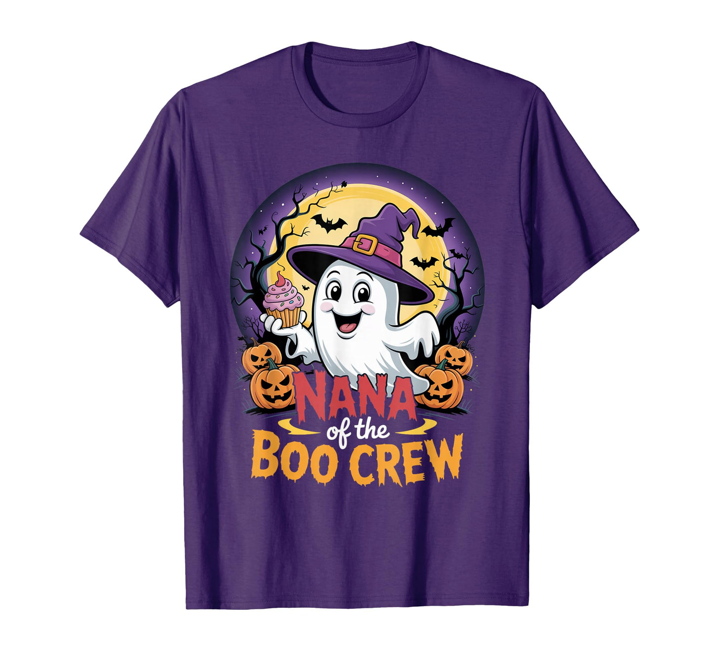 Nana of The Boo Crew Ghost Halloween Outfit Cupcake Pumpkin T-Shirt