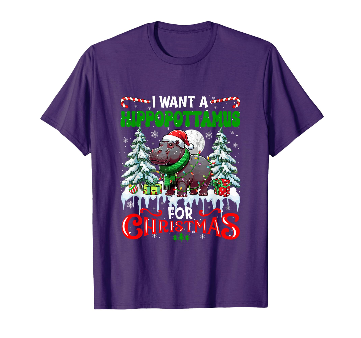 A Hippopotamus for Xmas Cute Santa Hippo Zoo Animal Lover T-Shirt