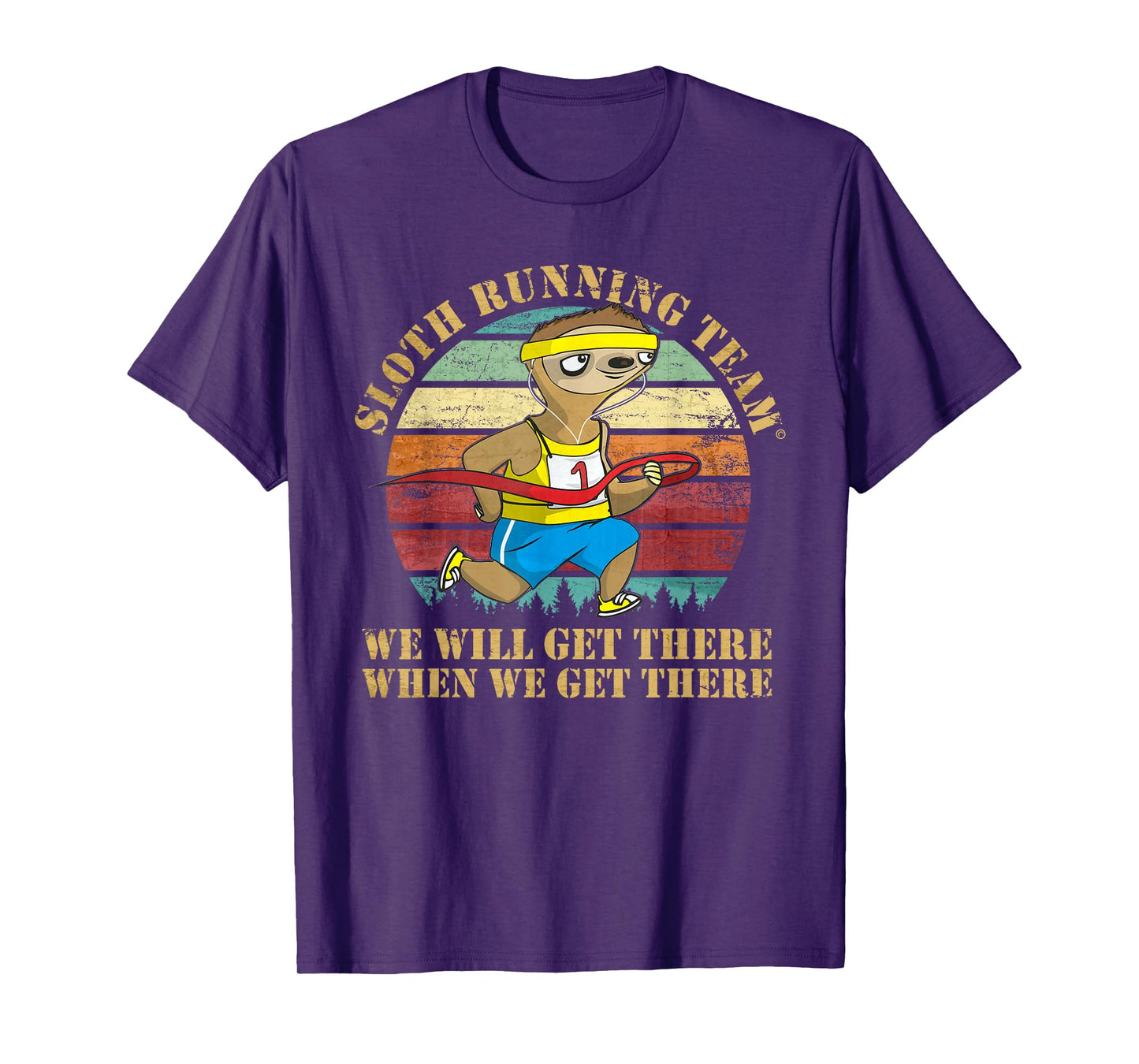 Slow Sloth Running Team We'll Get There Funny Runner Vintage T-Shirt