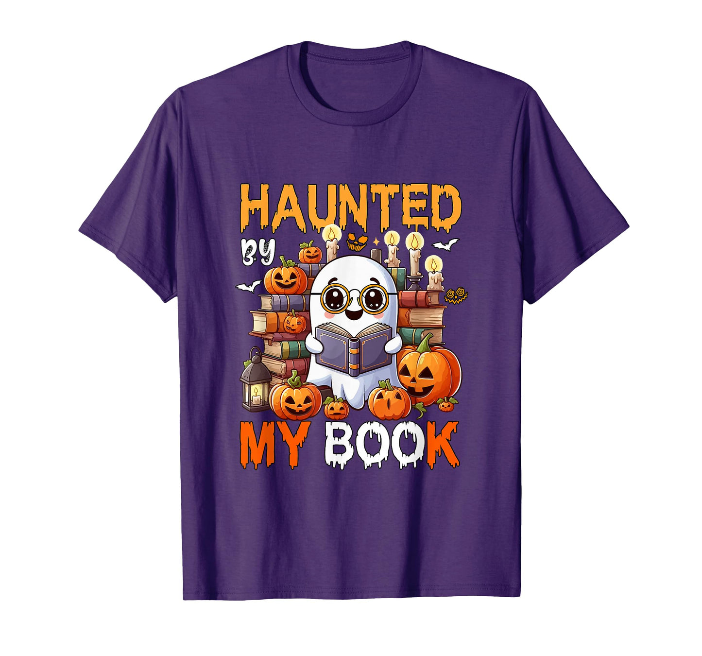 Haunted by My Book Halloween Boo Librarian Bookworm Reader T-Shirt