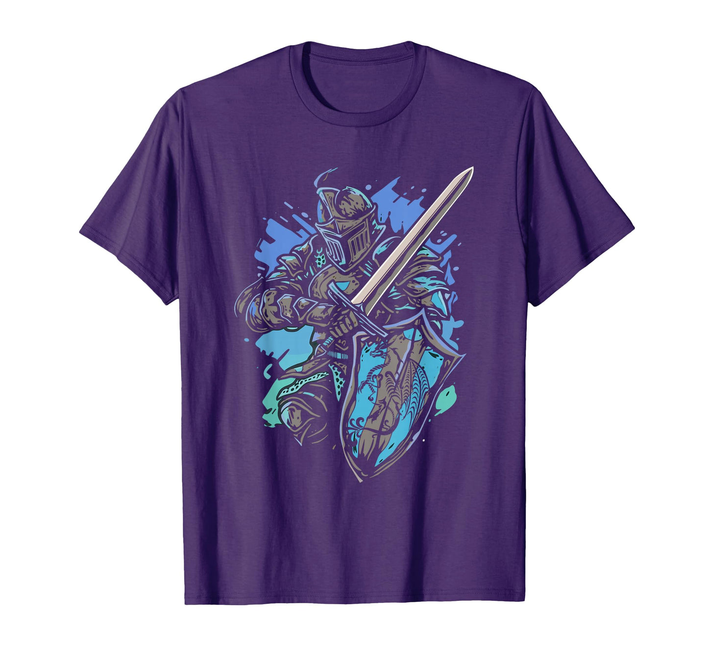 Medieval Knight Armor Sword Shield Vintage Men Boys Graphic T-Shirt