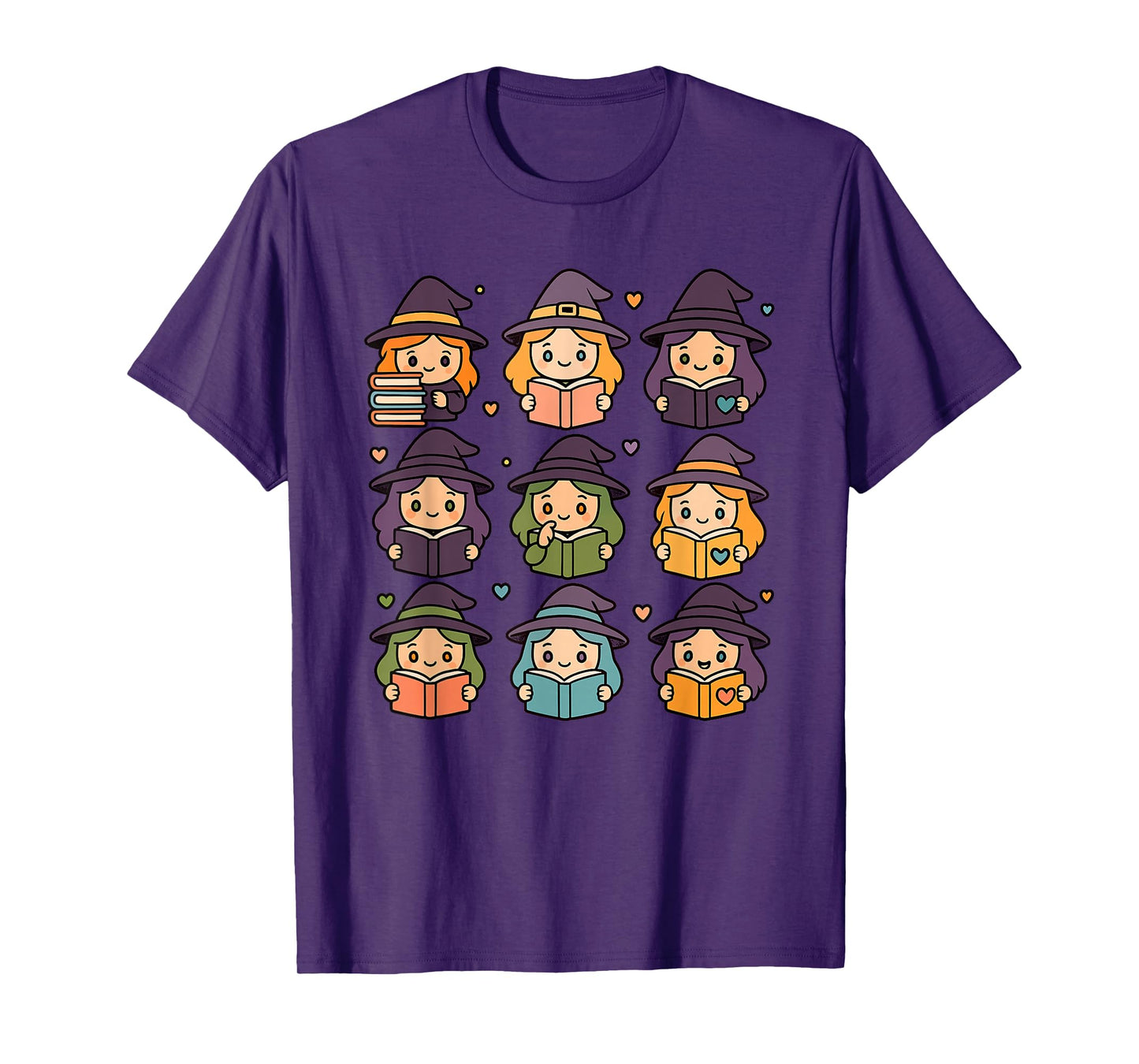 Halloween Witches Reading Books Pattern Spooky Kawaii Anime T-Shirt