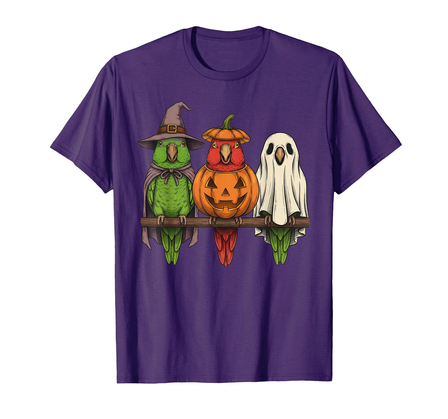 Spooky Ghost Eclectus Parrot Lover Pumpkin Halloween T-Shirt